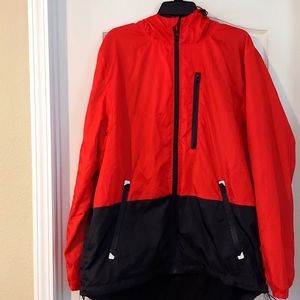 Lightweight hooded jacket red and black
